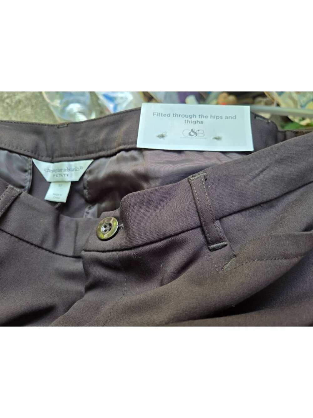 Christopher & Banks Petite Brown Mid-Rise Trousers Size 8P New - Picture 4 of 5